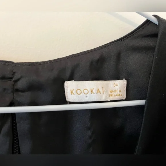 Kookai Size 34 Size 6 Black Crop 3/4 Sleeve Blouse Women’s Top Zip Back - Picture 3 of 14